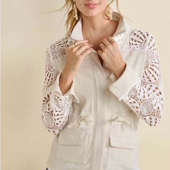 VENUS Jackets & Blazers - Venus Lace Contrast Utility Jacket